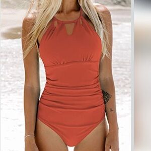 Elegant Cupshe Coral Halter One-Piece Swimsuit